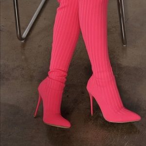 Pink fashion trendy high knee boots
